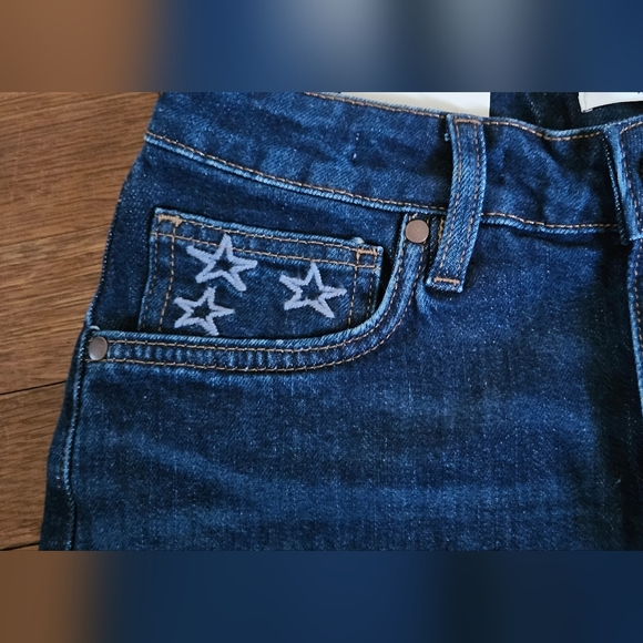 NWT Wrangler Retro Stitched Star Cutoff Dark Denim Shorts - Picture 2 of 5